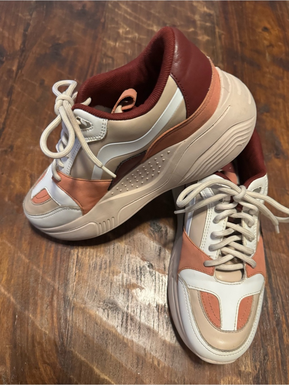 Zara White Cream Pink Accent Athletic Sneakers - 6.5